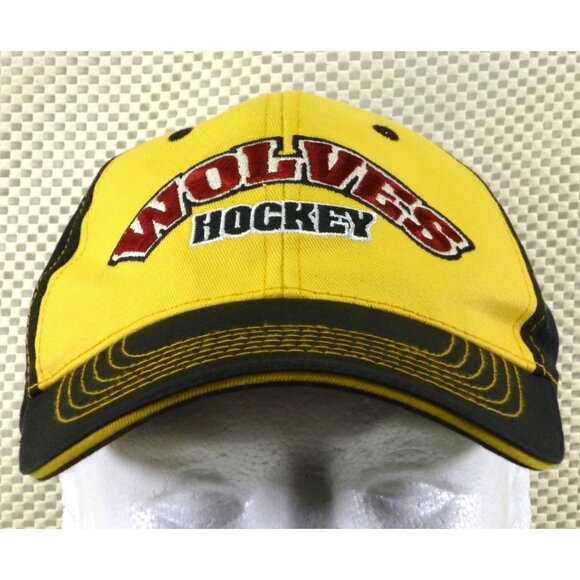 Chicago Wolves Hockey Cap Adjustable Black & Yellow Done Deal Promotions Custom - Picture 1 of 6